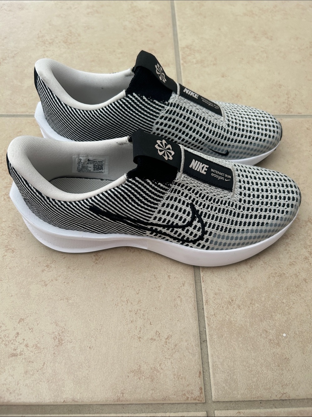 Nike Black & White Slip-On Knit Athletic Shoes